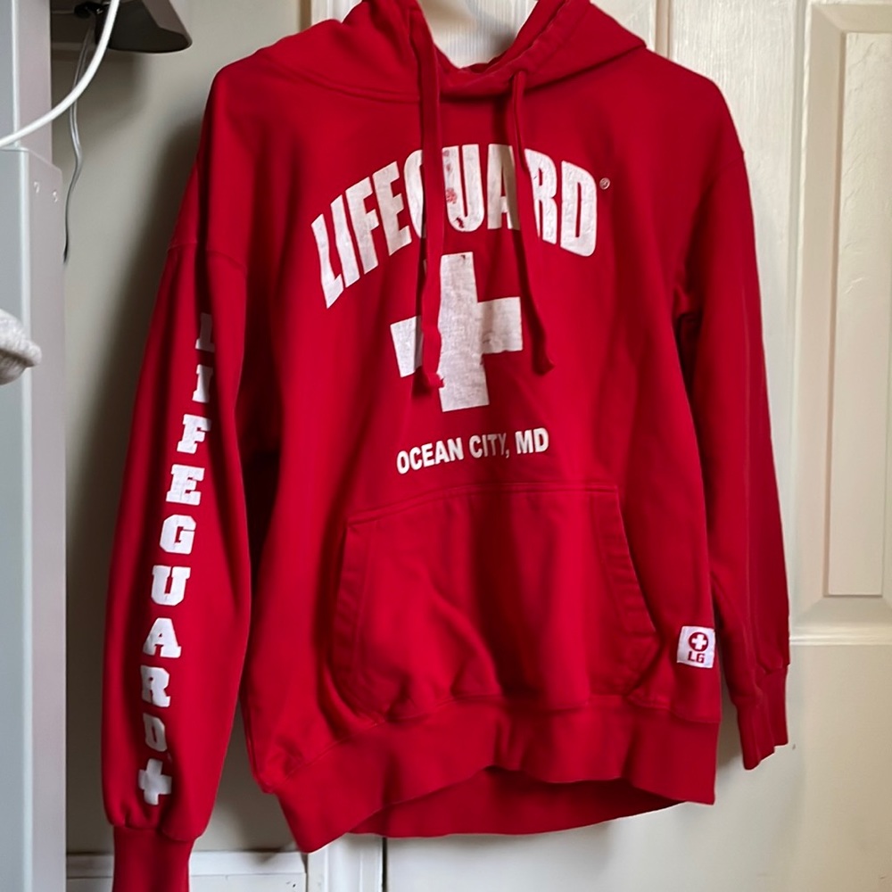 Red Lifeguard hoodie, Ocean City MD